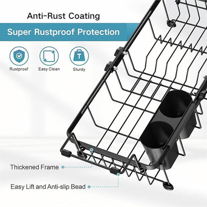 iSPECLE Small Sink Dish Drying Rack, 9.1" W Expandable Compact Rust Resistant