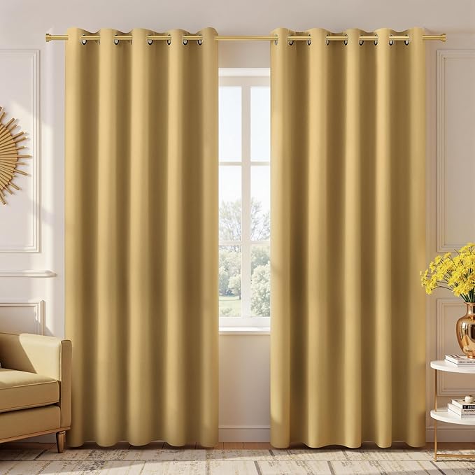 KOUFALL Gold Luxury Blackout Curtains