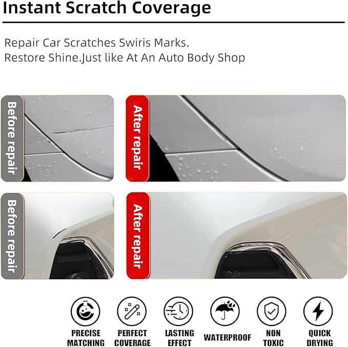 Silver Sky Metallic(1D6) Car Paint Touch Up Pen Compatible with Toyota, 2-In-1 Color Accurate Touch Up Car Scratch Repair Paint Exact Match Toyota Series Automotive Scratch Remover for Nicks&Chips Repair