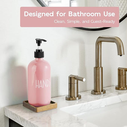 Pink Glass Hand Soap Dispenser