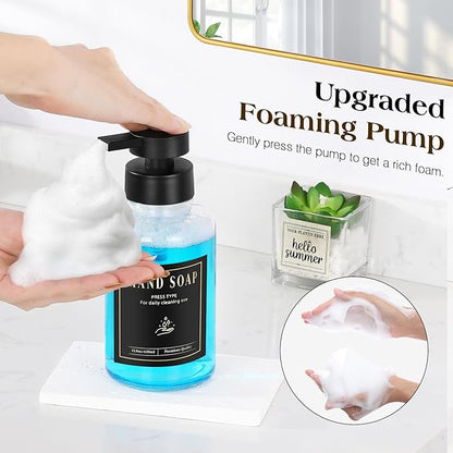 Luxspire Foaming Soap Dispenser, Glass Foam Pump Soap Dispenser, Non-Slip Hand