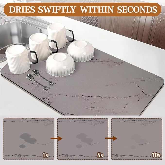 Dish Drying Mats for Kitchen Counter, Quick Dry Dish Rack Pad