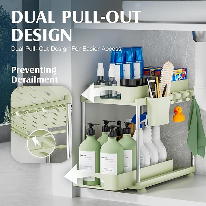 VERIFOST Under Sink Organizer, 2 Pack Under Kitchen Bathroom Cabinet Organizer