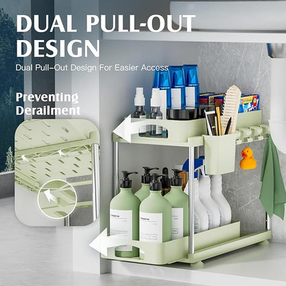 VERIFOST Under Sink Organizer, 2 Pack Under Kitchen Bathroom Cabinet Organizer