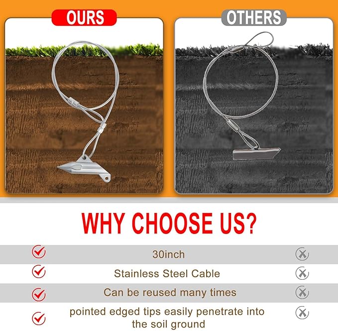 30 inch Ground Earth Anchors with Rod, Arrow Shed Anchor Kit for Securing Camping Tents, Sheds, Swing Sets, Greenhouses ??Easy to Use, 6-Pack Heavy Duty Tree Stakes Retaining Wall Anchors