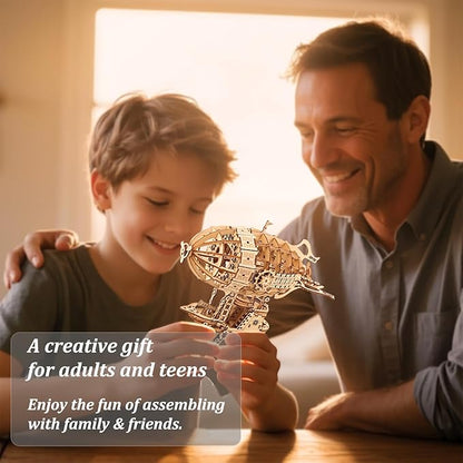 Kaptein 3D Wooden Puzzles for Adults & Teens – DIY Airship Model Kit to Build – Brain Teaser Craft – Birthday Gifts & Home Decor