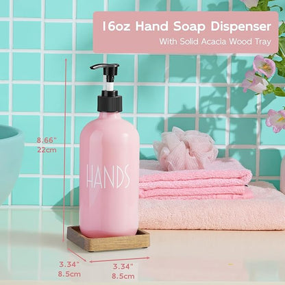 Pink Glass Hand Soap Dispenser