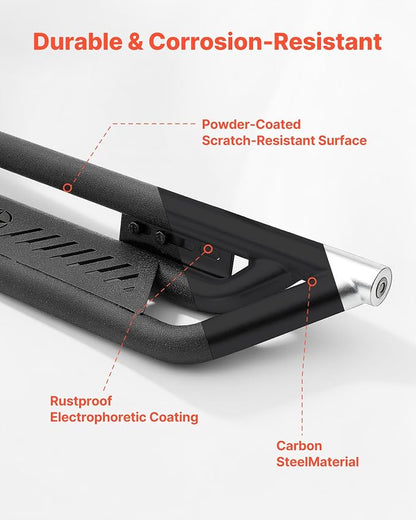 VEVOR Running Boards Compatible with 2019-2025 Chevy Silverado/GMC Sierra 1500 Crew Cab 2020-2025 Chevy Silverado/GMC Sierra 2500HD 3500HD Crew Cab,6 Inches Side Steps, Black Carbon Steel Nerf Bars