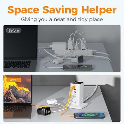 USB Charging Station for Multiple Devices PD 65W, TESSAN 9-in-1 USB C Charger