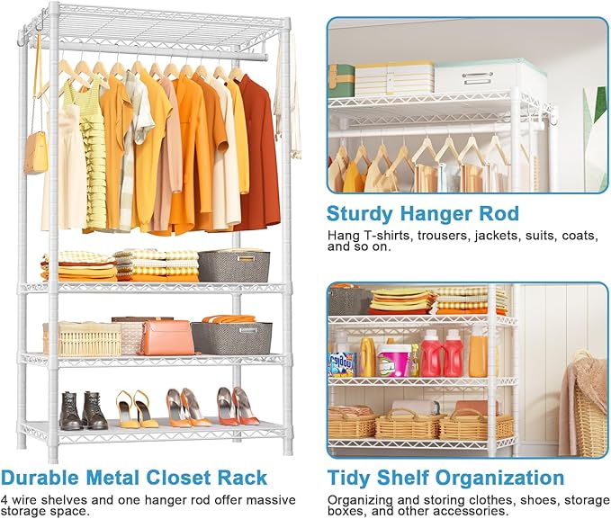 Ulif H4 Portable Closets, 4-Tier Metal Clothes Garment Rack