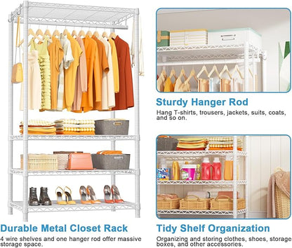 Ulif H4 Portable Closets, 4-Tier Metal Clothes Garment Rack