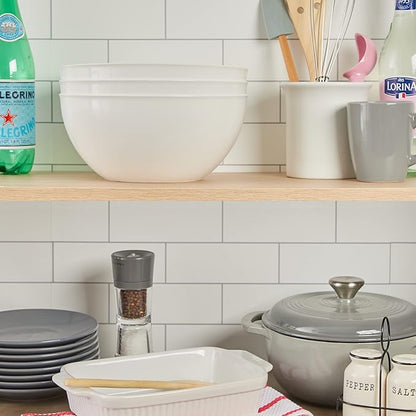 US Acrylic Vista White Plastic Salad and Serving 10-inch Bowls | set of 3 | Reusable, BPA-free, Made in the USA | 135 oz. capacity