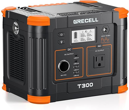 GRECELL Portable Power Station 300W 230.88Wh, Solar Generator with 60W USB-C PD Charging & 110V AC Outlet Backup Battery for Camping Trips Travel & Home Blackouts