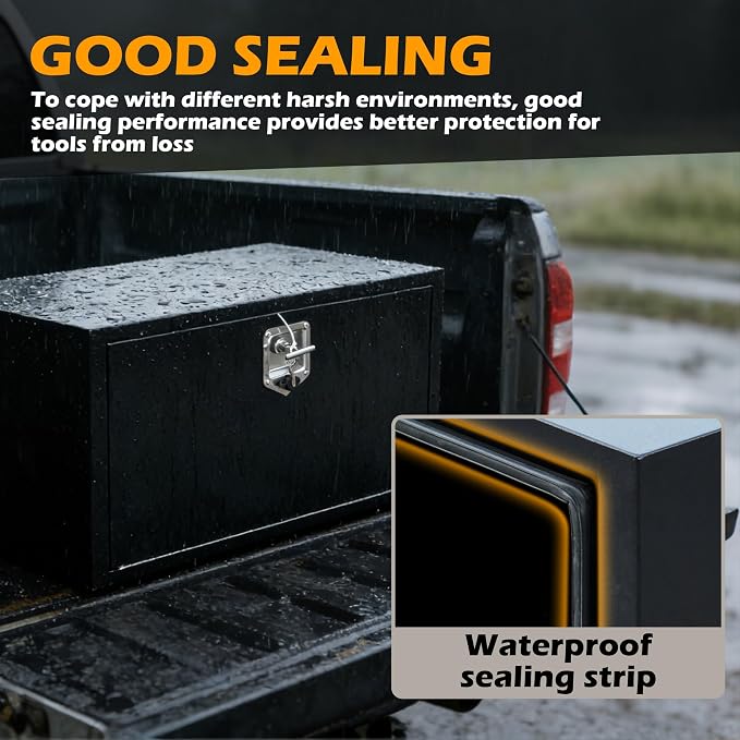 30" Underbody Truck Tool Box, Heavy Duty Steel Underbody Toolbox with T-Handle Lock & Weatherproof Seal, Lockable Truck Trailer Tool Box for Pickup, Flatbed, RV, Van, Utility Tractor - 30 x 18 x 18