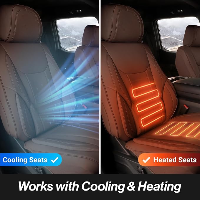 Coverland Custom Truck Car Seat Covers Front Seats for [2004-2008 F150 SuperCrew Cab] - Protector Car Seat Cover Water Resistant Leather Memory Form Back Support Seat Cushion [Front-Dark Brown]