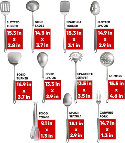 Newness 11 Pcs Cooking Utensils Set, 304 Stainless Steel Kitchen Utensils Set