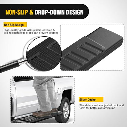 Nilight Running Boards for 2019-2026 Dodge Ram 1500 Quad/Extended Cab New Body Style 6 Inch Side Step Nerf Bars Stainless Steel Black