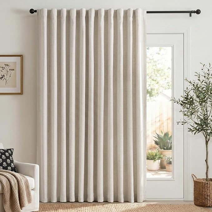 100% Blackout Shield Linen Blackout Sliding Door Curtains