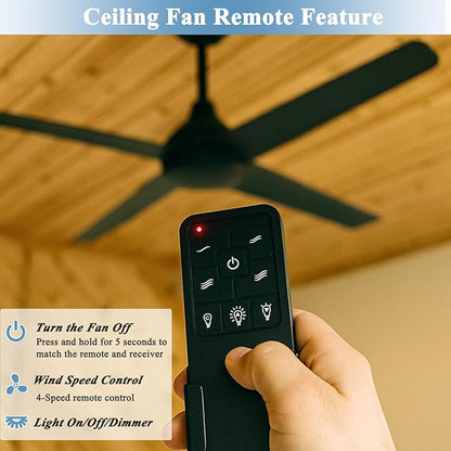 Replacement Remote for Westinghouse 7787900, 4-Speed Black Ceiling Fan Remote