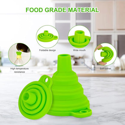 Kitchen Funnel Set 7 Pack, Collapsible Silicone Funnel