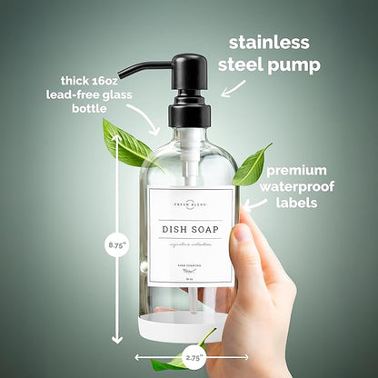 Vine Creations Clear Glass Soap Dispenser, 2 Pack Kitchen Soap Dispenser Set
