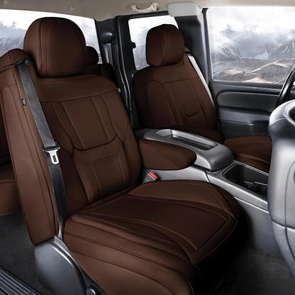 Coverland Custom Truck Car Seat Covers Front Seats for [2003-2006 Chevy Silverado 1500 Extended Cab Captain Seats] - Protector Water Resistant Leather Memory Form Seat Cushion [Front-Dark Brown]