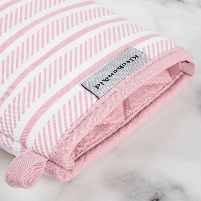 KitchenAid Albany Mini Oven Mitt 2-Pack Set, Dried Rose