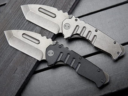 Gtk137 Folding Knife D2 Steel Blade G10 &Steel Handle EDC Tool Knife for Outdoor Camping(Steel)