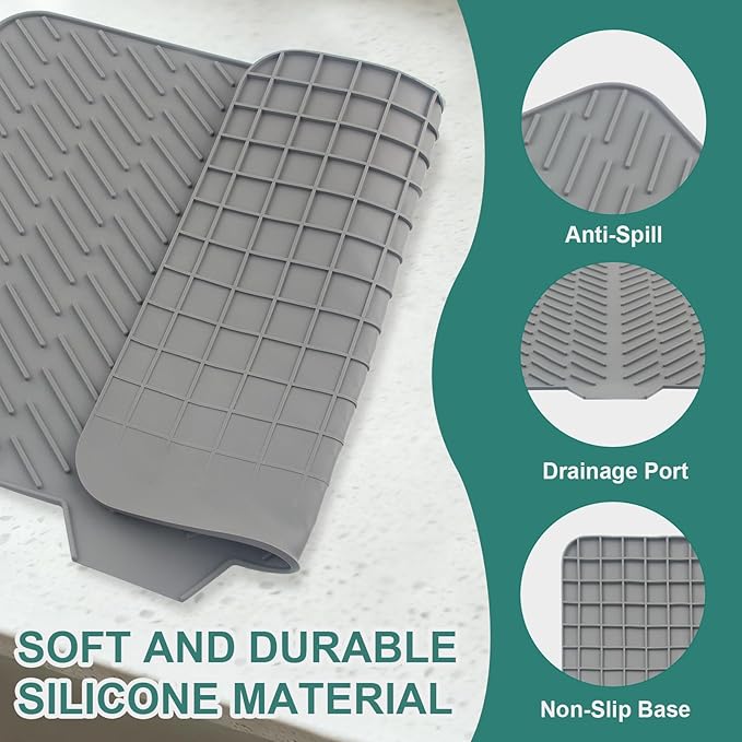 Silicone Dish Drying Mat 23x17, Food-Grade Silicone, Easy Clean Pad