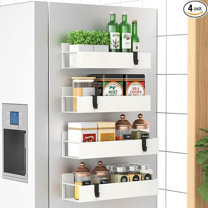 HuggieGems 4 Pack Magnetic Spice Storage Rack Organizer