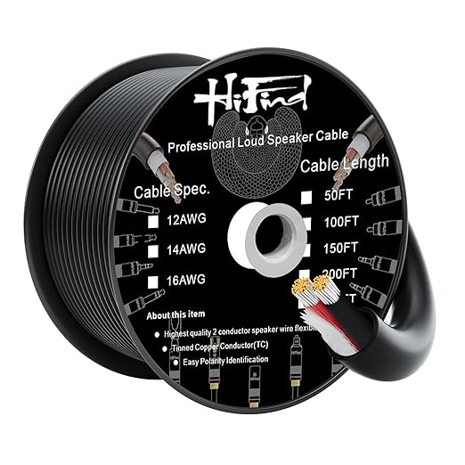 HiFind 16/2 Gauge Speaker Wire Cable 100 Ft-Tinned OFC Copper-UL CL3 Rated-