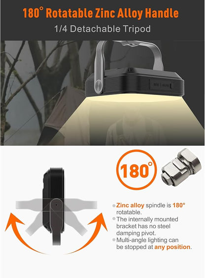 20000mAh Rechargeable LED Camping Lantern - 1600LM, QC3.0 22.5W, 4 - Color Switch, IPX5 Waterproof - Perfect for Camping, Hiking & Emergency Situations(Black)