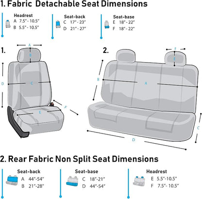 FH Group Stylish Full Set Car Set Covers Front Set and Rear Split Function, Airbag Compatible – Universal Fit for Cars Trucks & SUVs (Solid Black)