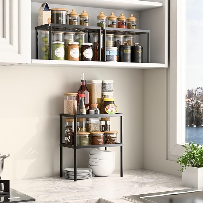 Cabinet Organizer Shelf, 2 Tier Kitchen Cabinet Organizer
