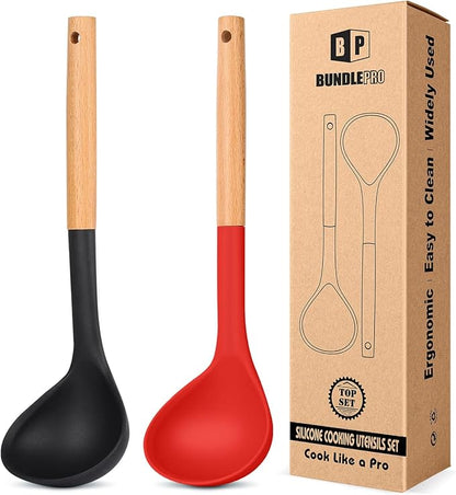 Pack of 2 Soup Ladle, Silicone Ladle Spoon