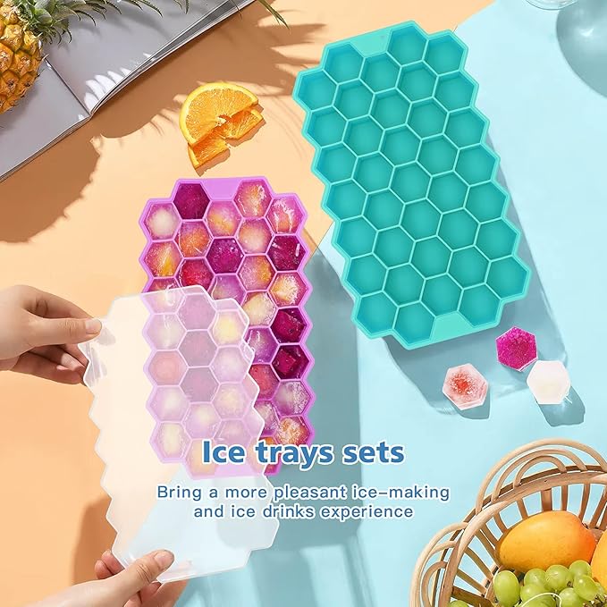 Azyh Ice Cube Trays for Freezer, 3 Pack Ice Cube Tray