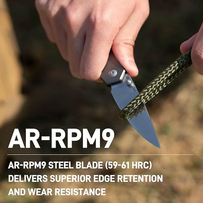 CJRB Kain Pocket Knife, 2.95'' AR-RPM9 Steel Blade Aluminum Handle Small EDC Knife with Pocket Clip for Camping Hiking Survival, Designed by Sanford Owen(J1956)