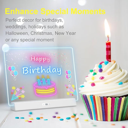 LED Note Board with Colors, Rechargeable 17-Inch Doodle Glow 9-Mode Light Up