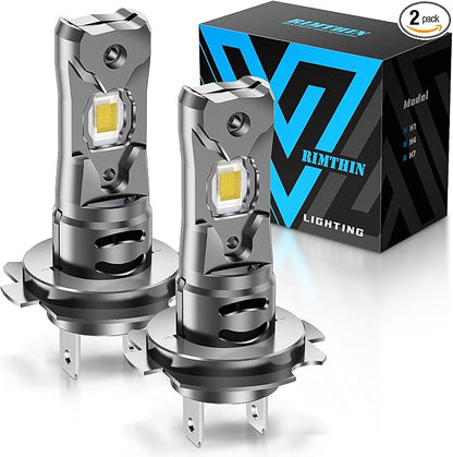 rimthin H7 Fog Light Bulbs, 32,000LM Super Bright 1:1 Mini Size, 6000K Cool White Fog Lights with Cooling Fan, Plug and Play, Pack of 2
