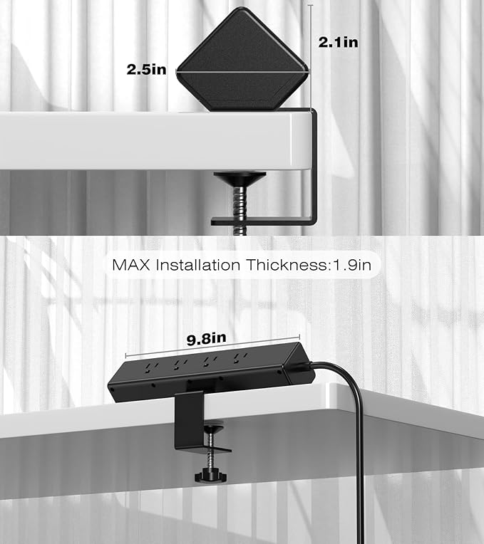 40W Fast Charging Station, Desk Clamp Power Strip, 4 USB-C Ports & 8 AC Outlets