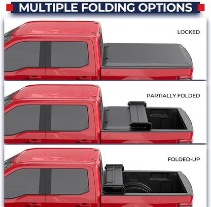 MOSTPLUS 6.5FT Quad 4-Fold Soft Folding Truck Bed Tonneau Cover Compatible for 2015-2025 2026 Ford F150 F-150 Bed Fourth Fold Styleside (78Inch)