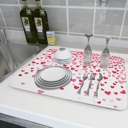 Valentine's Day Dish Drying Mat