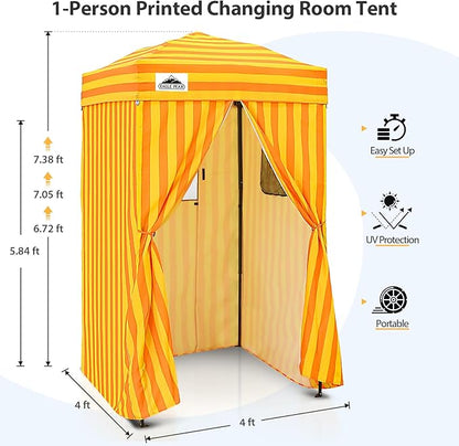 EAGLE PEAK Flex Ultra Compact 4x4 Pop-up Canopy, Sun Shelter, Changing Room, Portable Privacy Canopy Cabana for Pool, Fashion Photoshoots, or Camping, Yellow/Orange