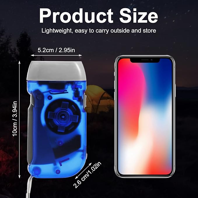 Mudder 24 Pieces Hand Crank Flashlight with LED Self Powered Charging Torch Dynamo for Camping Emergency(Yellow, Green, Blue, Red)