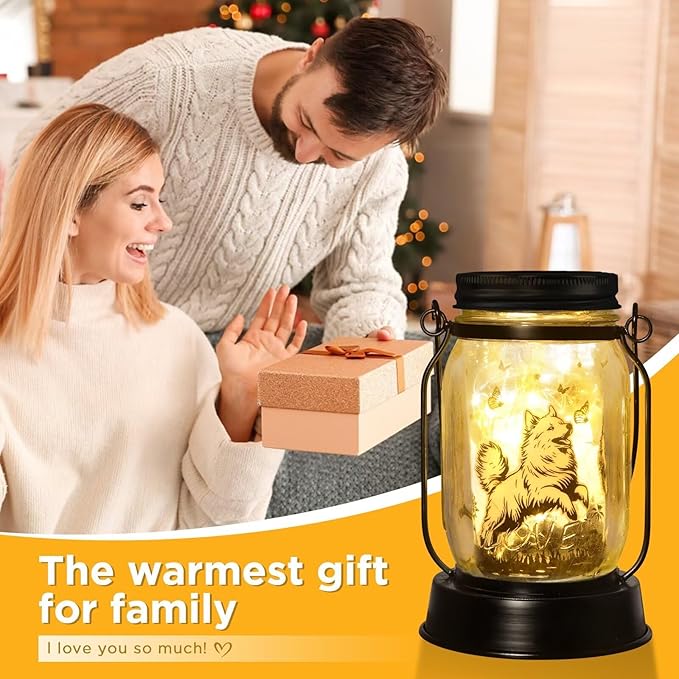 kyoryuger Samoyed Gifts for Women/Men Samoyed Dog Solar Lanterns Mom Birthday Dog Lovers Lantern Pet Loss Pet Memorial Lights Solar Garden Decoration for Yard, Patio,Backyard,Porch Torches