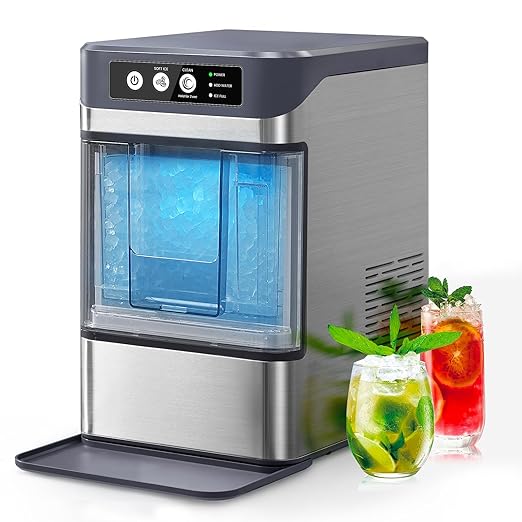 Nugget Ice Maker Countertop, Chewable Pellet Ice Machine, Portable Ice Machine