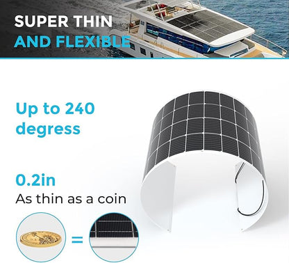 Renogy Solar Panels 200 Watt 12V, Flexible Solar Panel 200W 22% High-Efficiency, 240° Ultra Lightweight Solar Panels for Marine RV Cabin Van Car Boat Camping Curve Surfaces