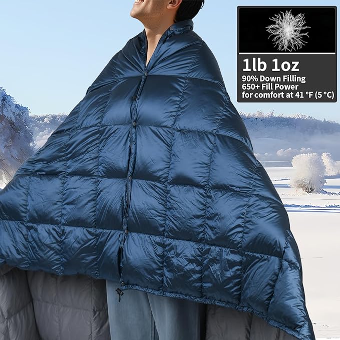 Down Camping Blanket, Muti-Use Outdoor Travel Blanket, Puffy Sleeping Bag Blanket, Waterproof Packable Backpacking Quilt for Camping, Travel, Airplane, Hiking, Picnic, 55''x79''