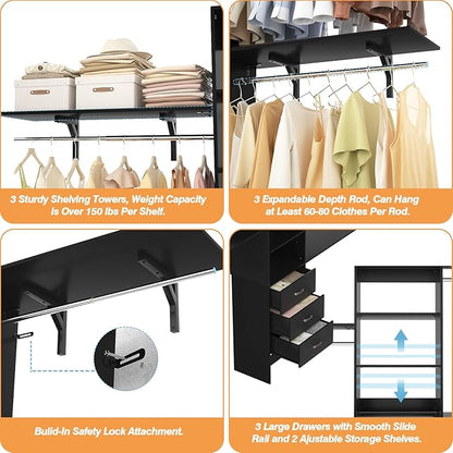 Armocity 96 Inches Closet System, 8FT Walk In Closet Organizer