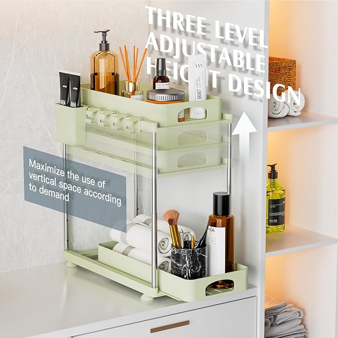 VERIFOST Under Sink Organizer, 2 Pack Under Kitchen Bathroom Cabinet Organizer